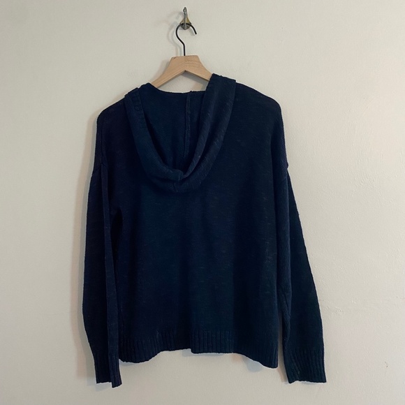 Marled "Touch Down" Hooded V-neck Sweater SIZE LARGE - Picture 3 of 4